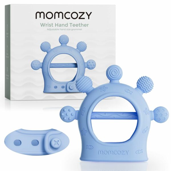Momcozy Прорезыватель, Силикон, 0–12 Мес, С Браслетом, 3 Цвета (Голубой/Розовый/Зелёный) — Изображение 2