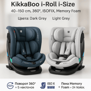 Kikkaboo I-Roll I-Size Avtoukrindiq, 40–150 Sm, Isofix, 360°