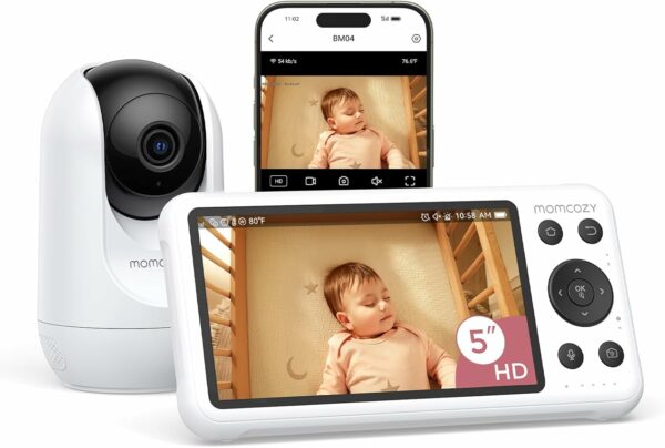Momcozy Умная Wifi Радионяня С Камерой 1080P, 5&Quot; Экран, Ночное Видение, Батарея 5000 Мач