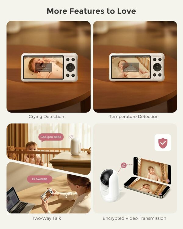 Momcozy Умная Wifi Радионяня С Камерой 1080P, 5&Quot; Экран, Ночное Видение, Батарея 5000 Мач — Изображение 2