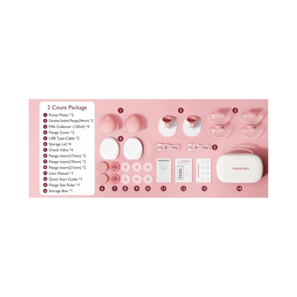 Momcozy M9 Double Портативный Молокоотсос На Две Груди, 24 Мм, Bpa-Free — Изображение 6