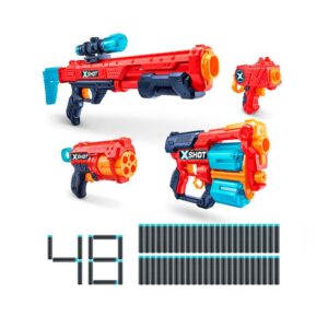 Blaster X-Shot Combo Pack Ranger X8 & Hawk Eye & Fury 4 & Micro 24 dart, bolalar uchun to‘plam, 8+ yosh
