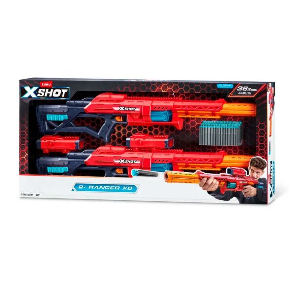 Blaster X-Shot Excel Ranger X8 Blaster To‘plam 2 Dona 36 Dart Bilan, Original Dizayn, 8+ Yosh - Image 2