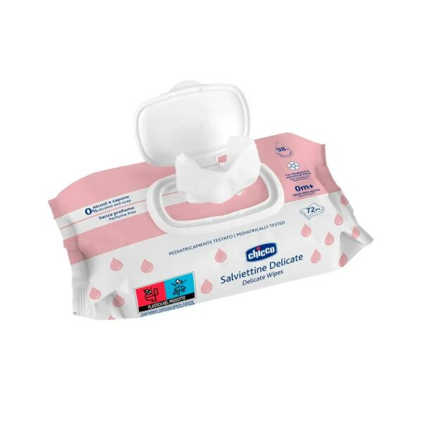 Nam Salfetkalar Chicco Baby Delicate, 72 Dona, Chaqaloqlar Uchun - Image 2