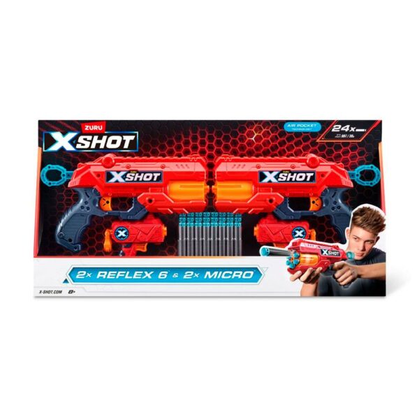 Blaster X-Shot Combo Pack Reflex 6 And Micro 24 Dartli O‘yinchoq To‘plami, Original, 8+ Yosh