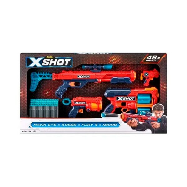 Blaster X-Shot Combo Pack Ranger X8 &Amp; Hawk Eye &Amp; Fury 4 &Amp; Micro 24 Dart, Bolalar Uchun To‘plam, 8+ Yosh - Image 3