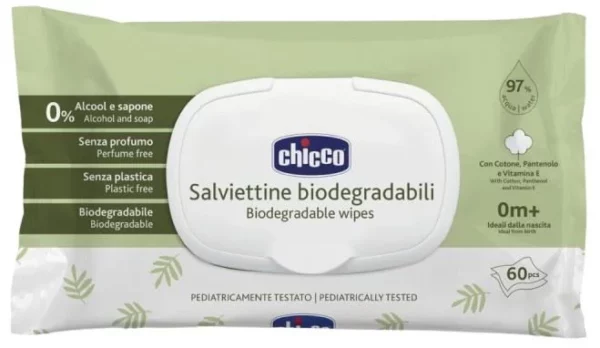Nam Salfetkalar Chicco Bio, 60 Dona, Chaqaloqlar Uchun Ekologik
