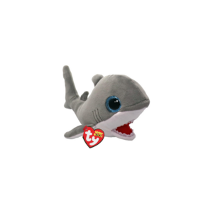 TY Beanie Boos Finnegan yumshoq o‘yinchog‘i, kulrang akula, 15 sm