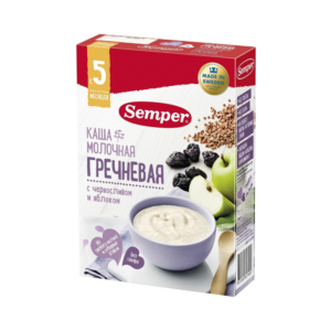 Каша SEMPER  молочная гречневая чернослив яблоко 5м+ 180 гр