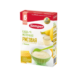 Каша SEMPER молочная рисовая с бананом 180 г 6м+