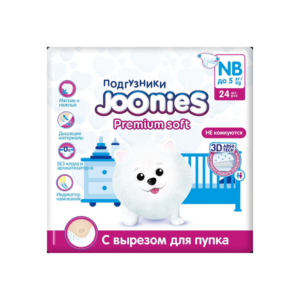 Подгузники JOONIES Premium Soft NB 24 (0-5 кг) мягкие и нежные