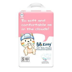 Подгузники BB Kitty S 4–8 кг 60 шт для малышей
