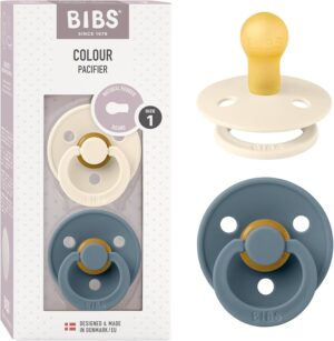 Пустышка BIBS Colour латексная, размер 1, Ivory/Petrol, 2 шт