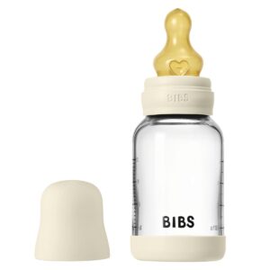 Стеклянная бутылочка BIBS с латексной соской, 120 мл, цвет Ivory