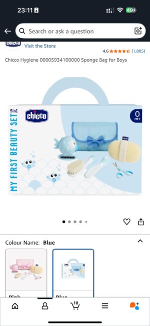 Мини-набор для купания Chicco Sponge Bag, синий