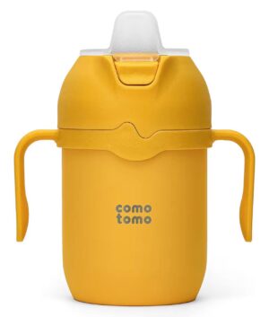Поильник Comotomo с силиконовой трубочкой, жёлтый, 250 мл