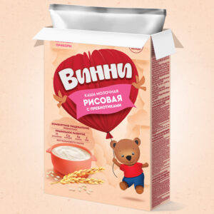 Каша Винни рисовая молочная с пребиотиками, 4 мес+, 200 г