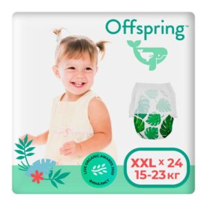 Трусики-подгузники Offspring, размер XXL 15-23 кг, 24 шт, принт «Тропики»