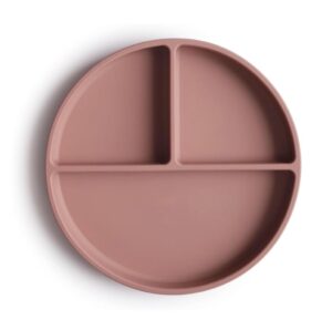Силиконовая тарелка на присоске Mushie, цвет Cloudy Mauve