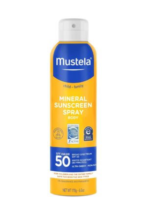 Солнцезащитный спрей Mustela SPF 50 водостойкий, без отдушек, 170 г