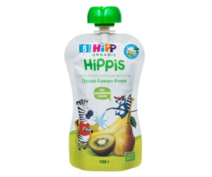 Детское пюре HiPP груша-банан-киви органик без сахара, с 6 месяцев, 100 г