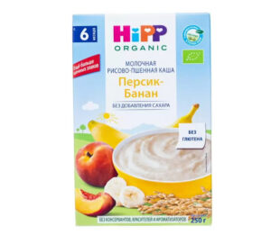 HiPP guruch bo'tqasi banan va shaftoli bilan, sutli, 250 g