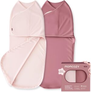 Пеленка-кокон Momcozy SJ019 для новорождённых 0–3 мес, набор 2 шт, розовая
