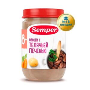 Semper пюре 190 г: телячья печень и овощи, от 8 месяцев
