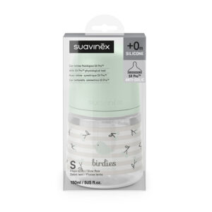 Suavinex Birdies, бутылочка 150 мл в мятном пастельном тоне, соска SX Pro S