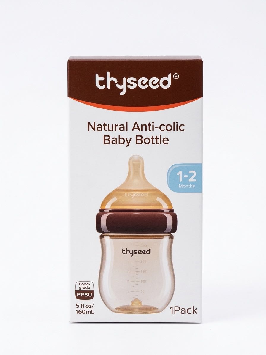 Антиколиковая бутылочка Thyseed Natural Anti-colic из PPSU, 160/240 мл, 0–6 мес (Thyseed) 2 Антиколиковая бутылочка Thyseed Natural Anti-colic из PPSU, 160/240 мл, 0–6 мес — изображение 2