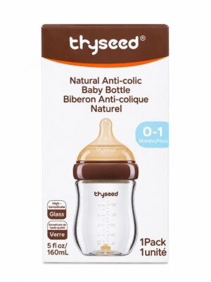 Стеклянная антиколиковая бутылочка Thyseed Natural Anti-colic, 160/240 мл, 0–6 мес