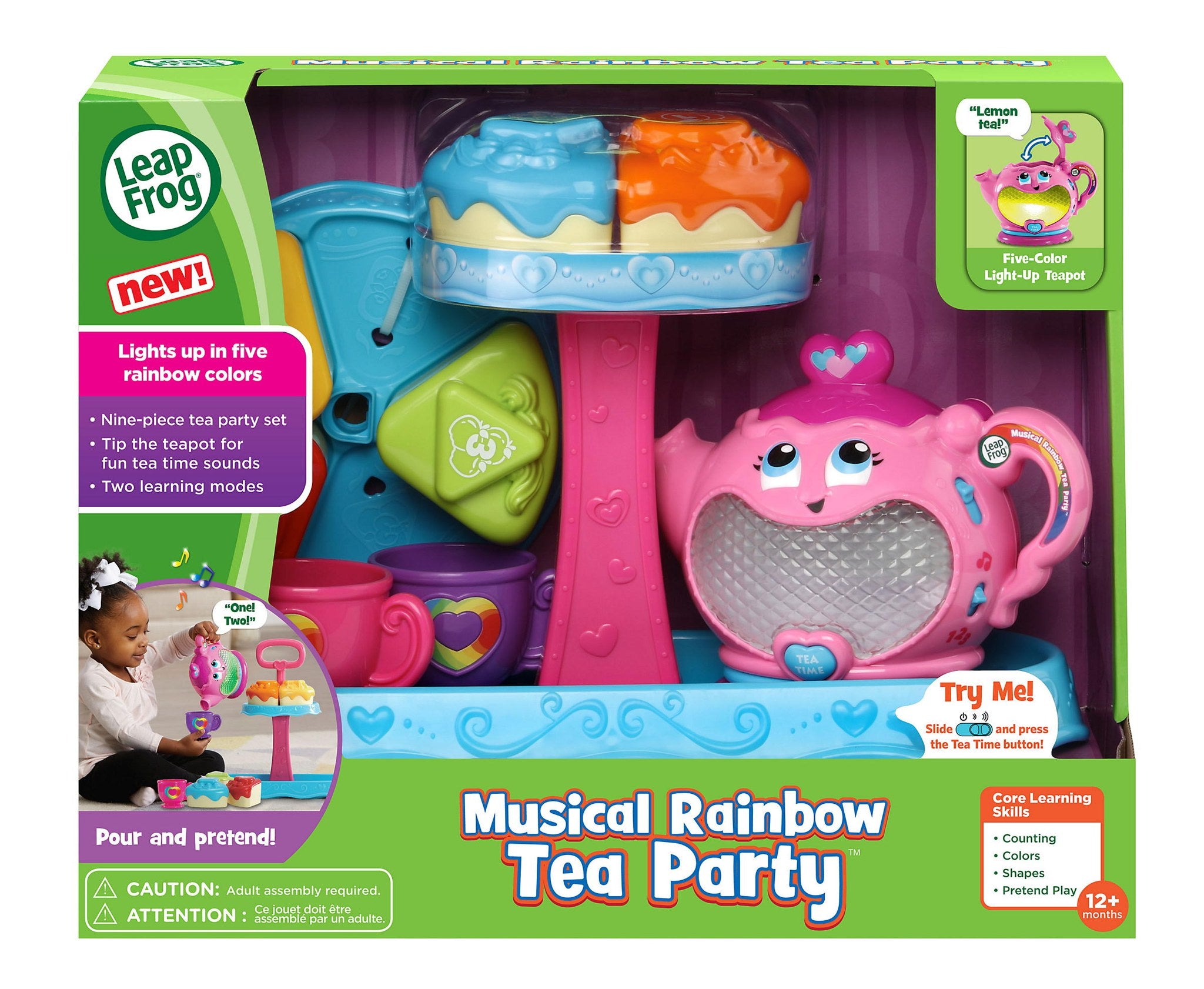 LeapFrog Musical Rainbow Tea Party yonadigan choynakli musiqiy choy to'plami, 1–3 yosh (LeapFrog) 1 LeapFrog Musical Rainbow Tea Party yonadigan choynakli musiqiy choy to'plami, 1–3 yosh