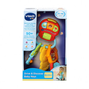 VTech Drive & Discover Baby Keys shaqildoq-kalitchalar, yumshoq tishlagichli, tug'ilgandan