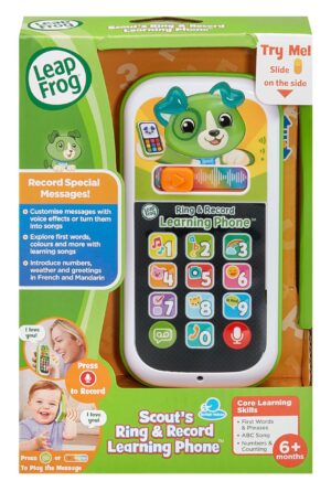 LeapFrog Scout's Ring & Record ota-ona ovozini yozuvchi o'yinchoq telefon, 6–48 oy