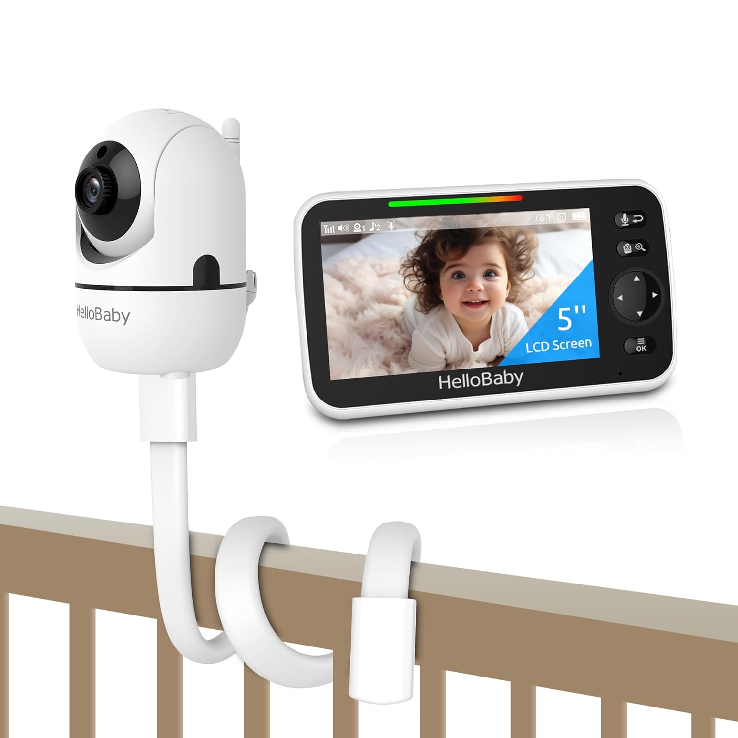 HelloBaby videonyanya: 5 dyuymli ekran, aylanuvchi kamera va tungi rejim (HelloBaby) 2 HelloBaby videonyanya: 5 dyuymli ekran, aylanuvchi kamera va tungi rejim - Image 2