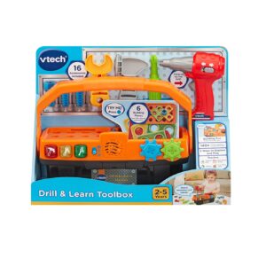 VTech Drill & Learn Toolbox bolalar asboblar to'plami: quti, drel, 16 aksessuar, inglizcha, 2–5 yosh